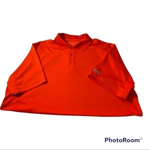 UNDER ARMOUR Men's Orange Polo Shirt Sz-LARGE